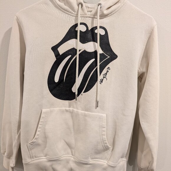 H&M Tops - Rolling Stones 89 Tour Women's Hoodie Size Extra Small, Ivory Color